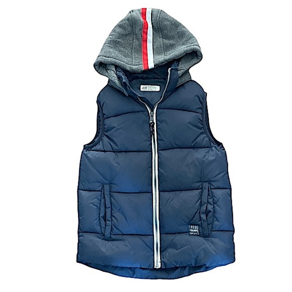 H&M Navy Zip Up Hooded Bubble Vest Boys’ US 8-10Y